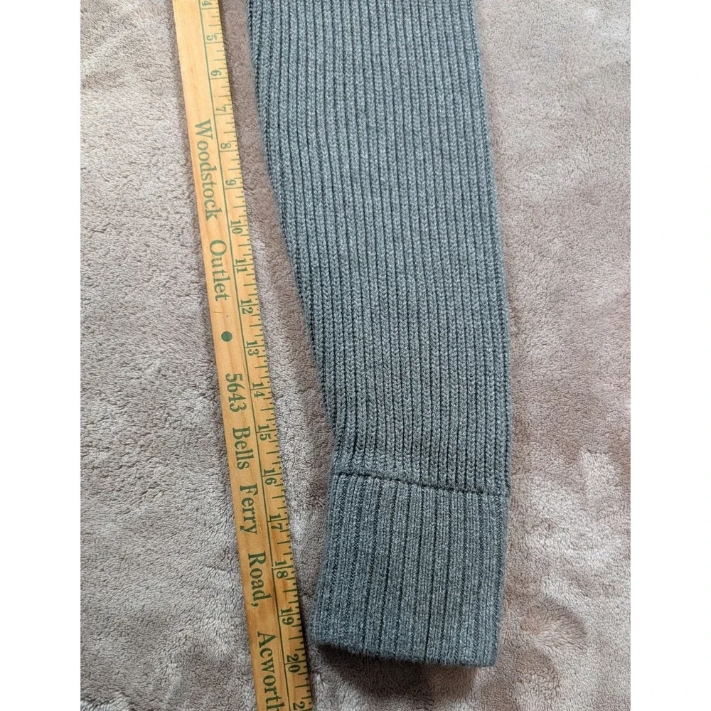 Banana Republic Mens Large Gray Ribbed Full Zip Mock Neck Cardigan Sweater L